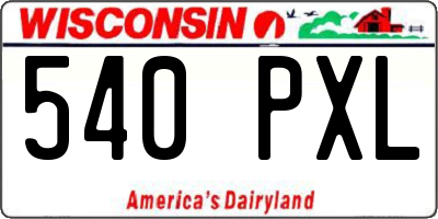 WI license plate 540PXL
