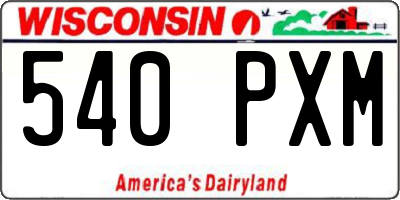 WI license plate 540PXM