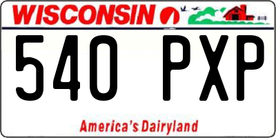 WI license plate 540PXP