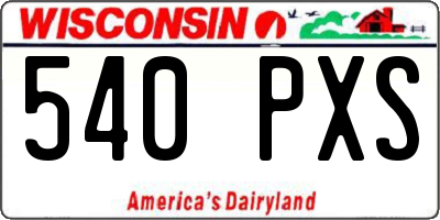 WI license plate 540PXS