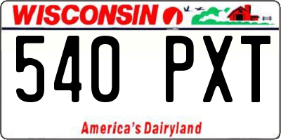 WI license plate 540PXT