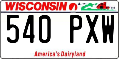 WI license plate 540PXW