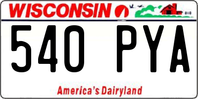WI license plate 540PYA