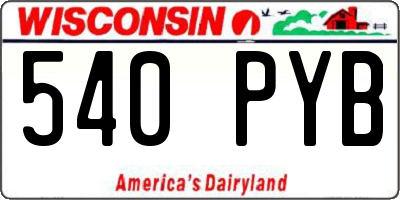 WI license plate 540PYB