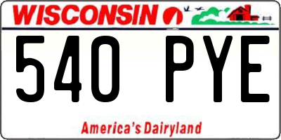 WI license plate 540PYE
