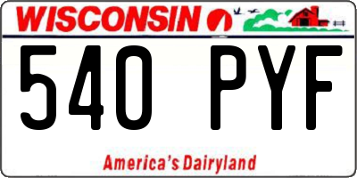 WI license plate 540PYF