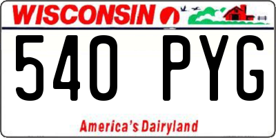 WI license plate 540PYG
