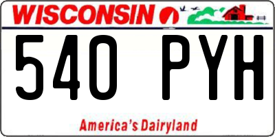 WI license plate 540PYH