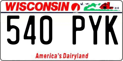 WI license plate 540PYK
