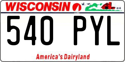 WI license plate 540PYL