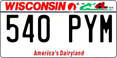 WI license plate 540PYM