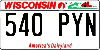WI license plate 540PYN