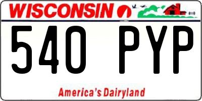 WI license plate 540PYP
