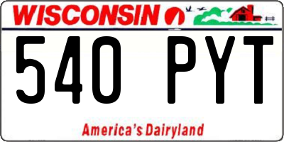 WI license plate 540PYT