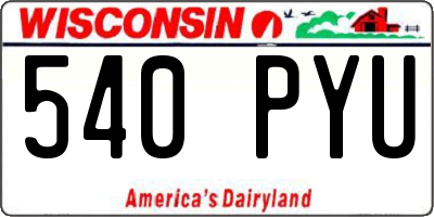 WI license plate 540PYU