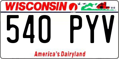 WI license plate 540PYV