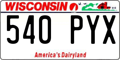WI license plate 540PYX