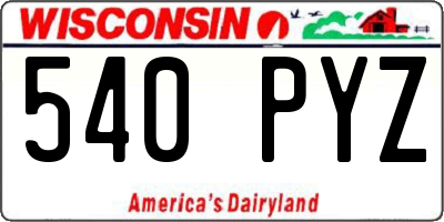 WI license plate 540PYZ