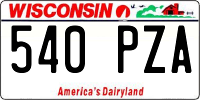 WI license plate 540PZA