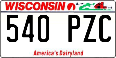 WI license plate 540PZC