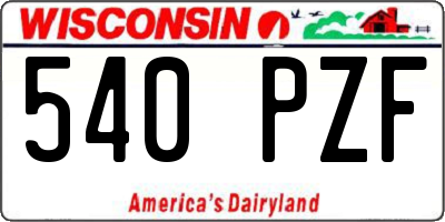 WI license plate 540PZF