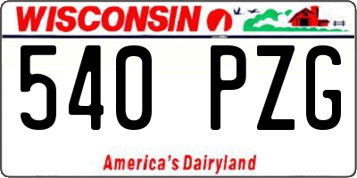 WI license plate 540PZG