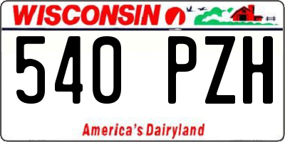 WI license plate 540PZH