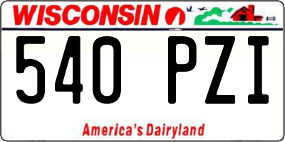 WI license plate 540PZI