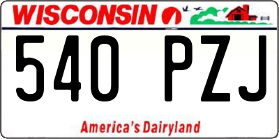 WI license plate 540PZJ
