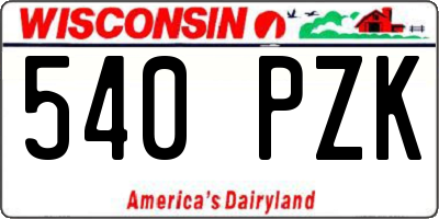 WI license plate 540PZK