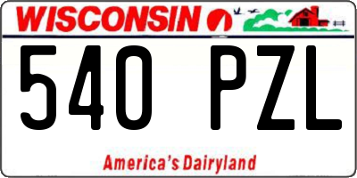 WI license plate 540PZL