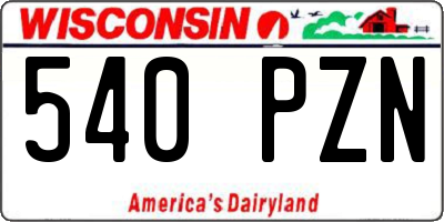 WI license plate 540PZN
