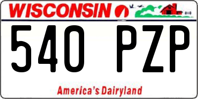 WI license plate 540PZP