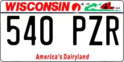 WI license plate 540PZR