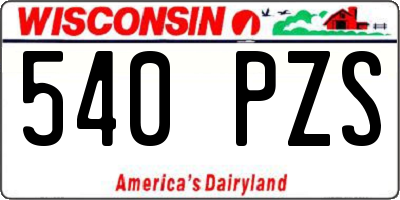 WI license plate 540PZS