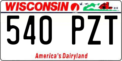 WI license plate 540PZT