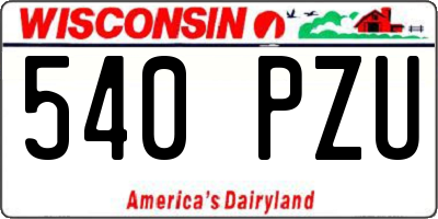 WI license plate 540PZU