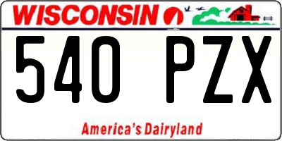 WI license plate 540PZX