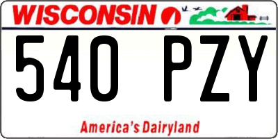 WI license plate 540PZY