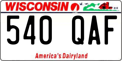 WI license plate 540QAF
