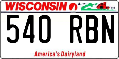WI license plate 540RBN