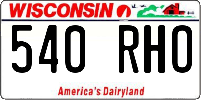 WI license plate 540RHO