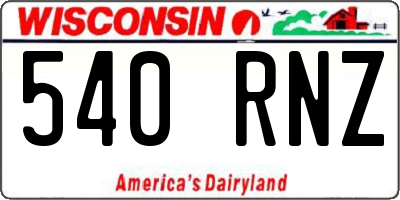WI license plate 540RNZ