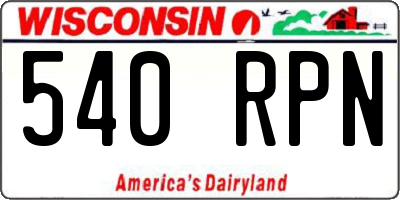 WI license plate 540RPN