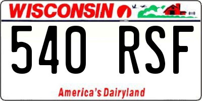 WI license plate 540RSF