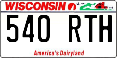 WI license plate 540RTH
