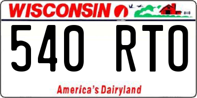 WI license plate 540RTO