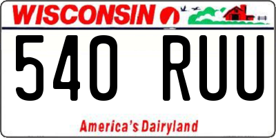 WI license plate 540RUU