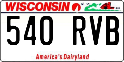 WI license plate 540RVB
