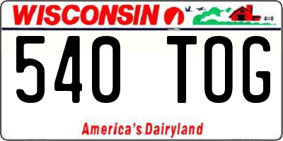 WI license plate 540TOG